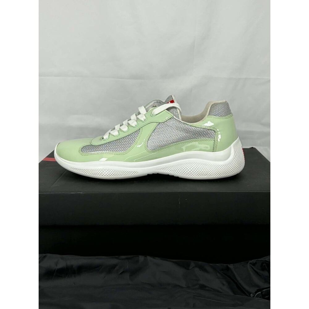 Prada American Cup Patent Mint Green Mens Mesh Sneakers - Sz 7 US SPB JA-365540 - Picture 13 of 14
